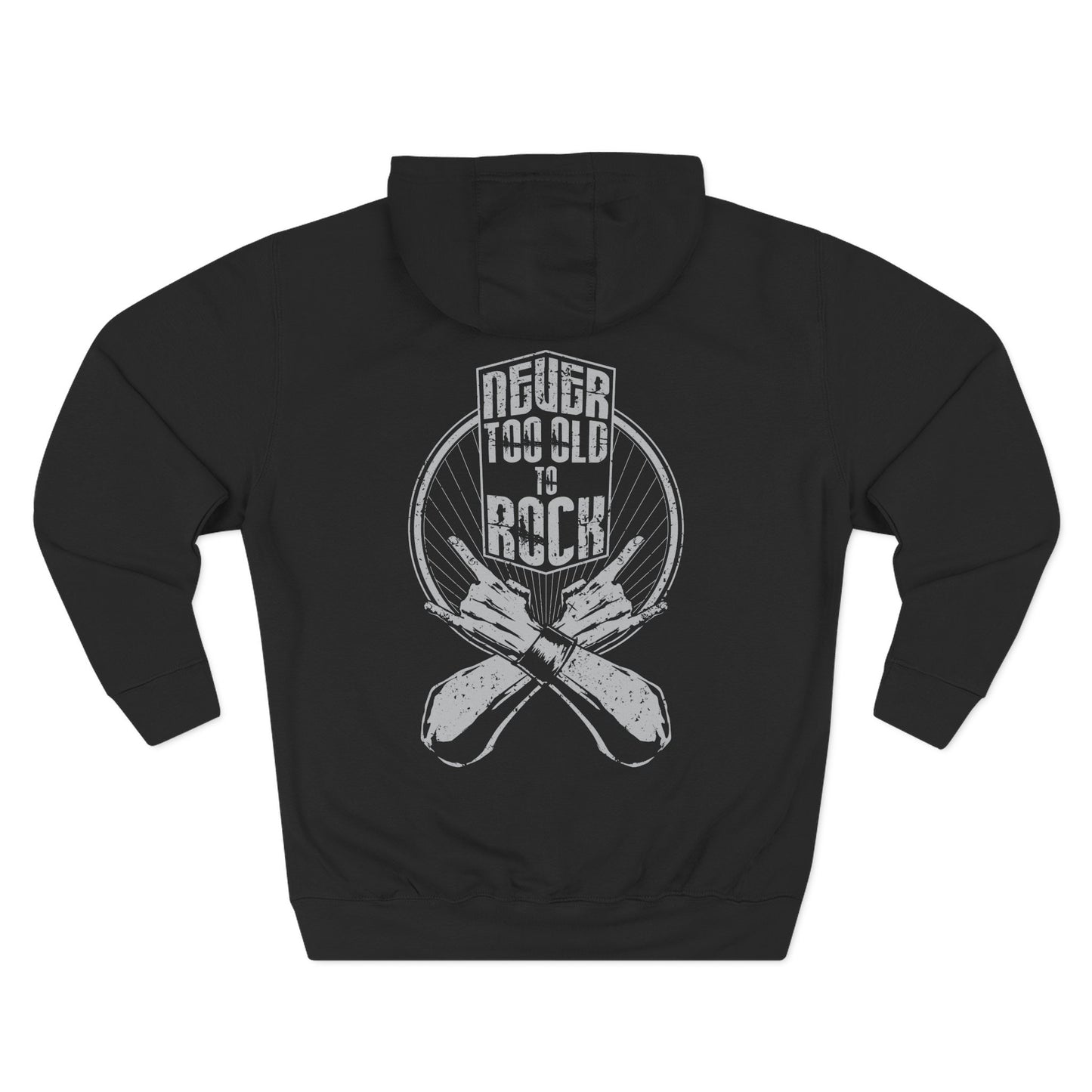 Rock Fest Hoodie — 'Never Too Old to Rock' Graphic Pullover