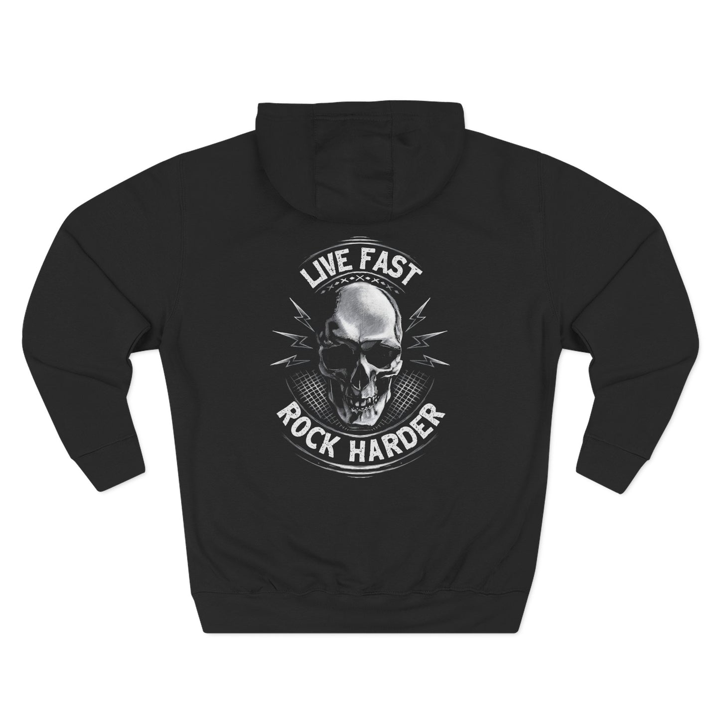 Live Fast Rock Harder Skull Hoodie — Gothic Rock Band Pullover