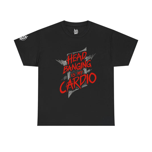 Headbanging Is My Cardio RED T-Shirt — Retro Rock Band Tee